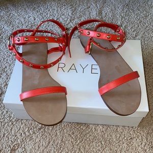 Red/orange studded Gladiator sandals size 7.5